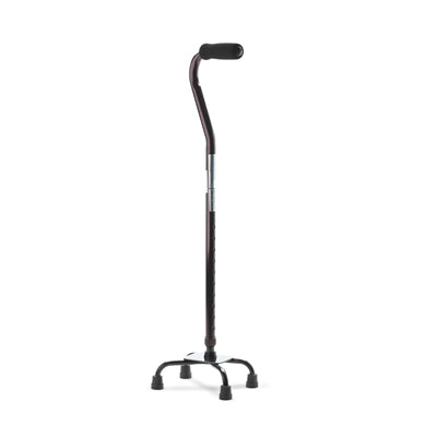 Medline Aluminum Quad Cane Small Base 300lb Capacity, Black, Case of 2 Canes