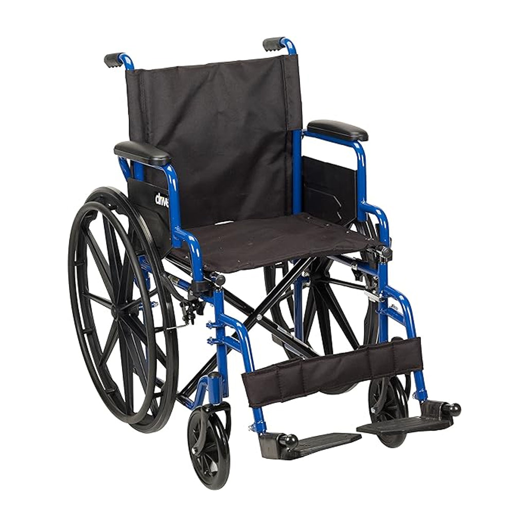 Drive Medical Blue Streak Ultra-Lightweight Wheelchair With Flip-Backs Arms & Swing-Away Footrests