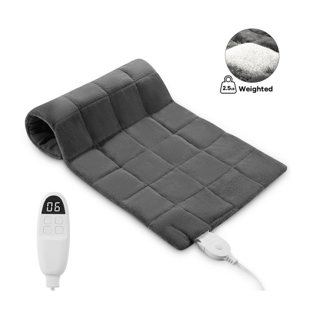 MARNUR 12"x24" Weighted Heating Pad for Full Body Relief, 2.6lb Extra Weight, 6 Heat Levels, 2 Hours Auto-off, 3 Timer Settings, Gray