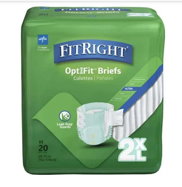 Medline FitRight OptiFit™ Ultra Briefs – 2XL (20 Count)